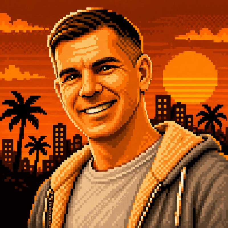 Pixel portrait of the real Holt